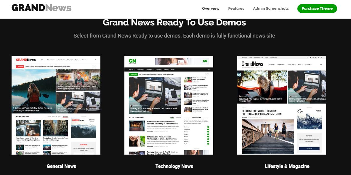 Grandnews - giao diện website tin tức đa dạng