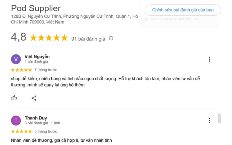 Pod Supplier nhận được đánh giá tích cực từ khách hàng